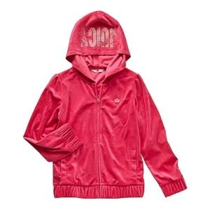 Juicy Couture Girls XL Pink Velour Bling Rhinestone Velour Hoodie